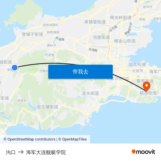沟口 to 海军大连舰艇学院 map
