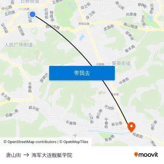 唐山街 to 海军大连舰艇学院 map