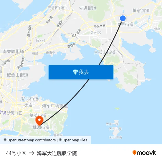 44号小区 to 海军大连舰艇学院 map
