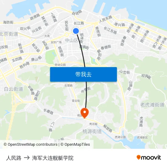 人民路 to 海军大连舰艇学院 map