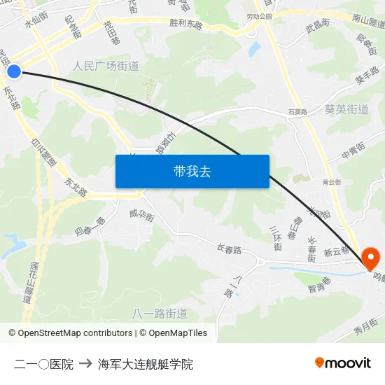 二一〇医院 to 海军大连舰艇学院 map