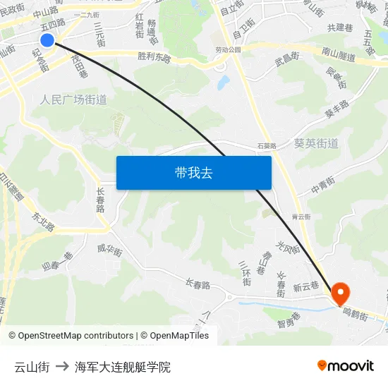 云山街 to 海军大连舰艇学院 map