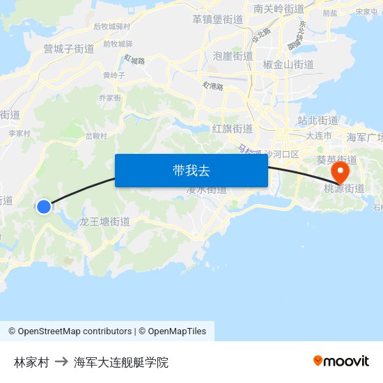 林家村 to 海军大连舰艇学院 map