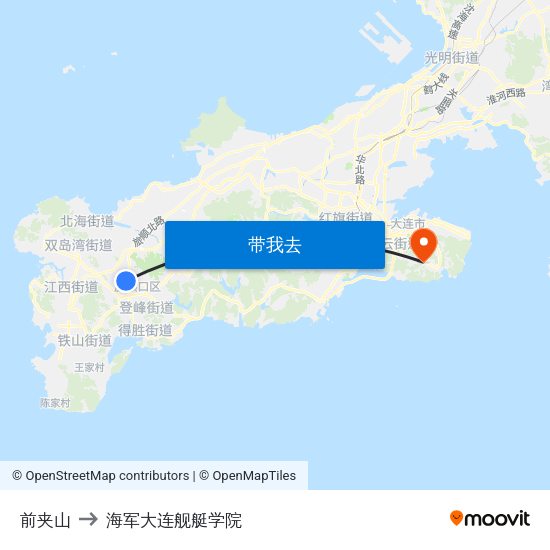 前夹山 to 海军大连舰艇学院 map