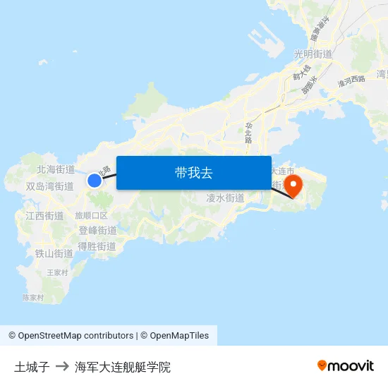 土城子 to 海军大连舰艇学院 map