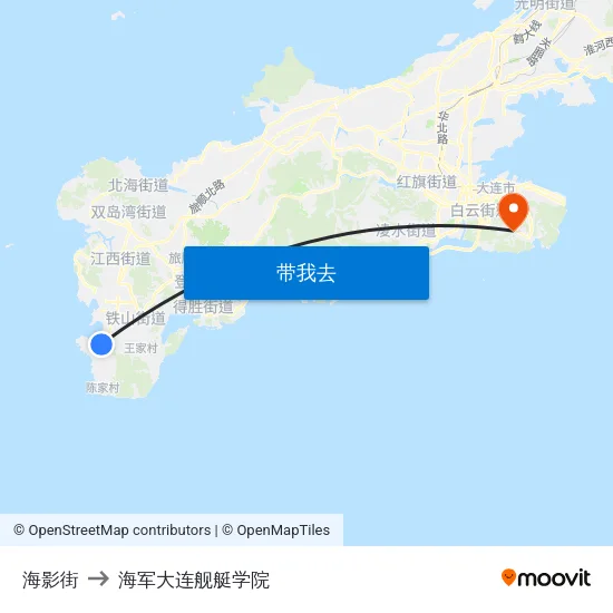 海影街 to 海军大连舰艇学院 map