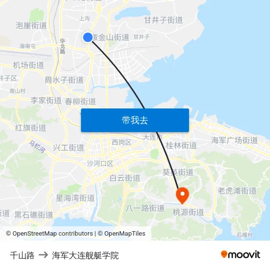 千山路 to 海军大连舰艇学院 map