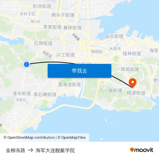 金柳东路 to 海军大连舰艇学院 map