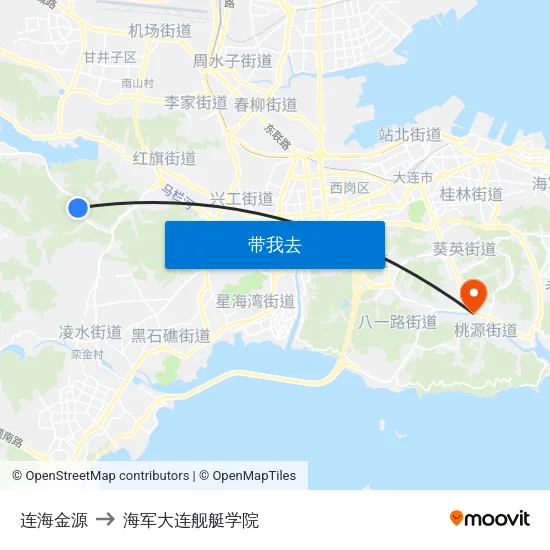连海金源 to 海军大连舰艇学院 map