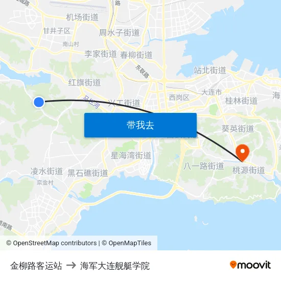 金柳路客运站 to 海军大连舰艇学院 map