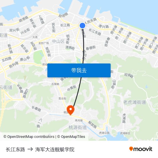 长江东路 to 海军大连舰艇学院 map