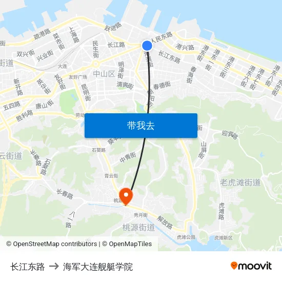 长江东路 to 海军大连舰艇学院 map