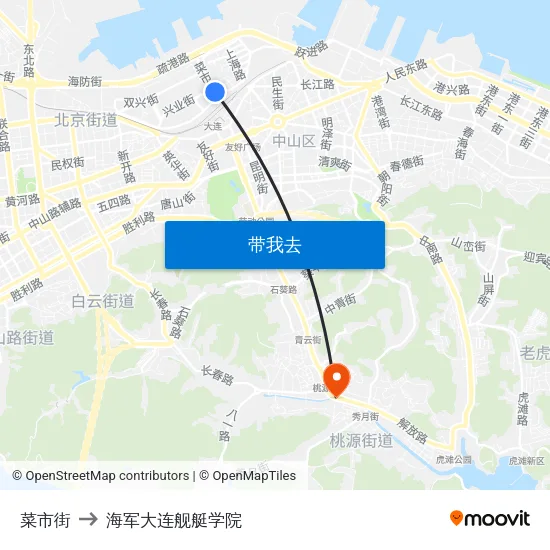 菜市街 to 海军大连舰艇学院 map