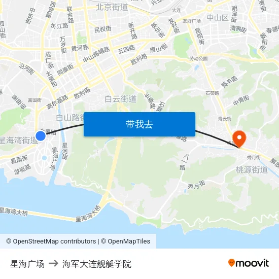 星海广场 to 海军大连舰艇学院 map