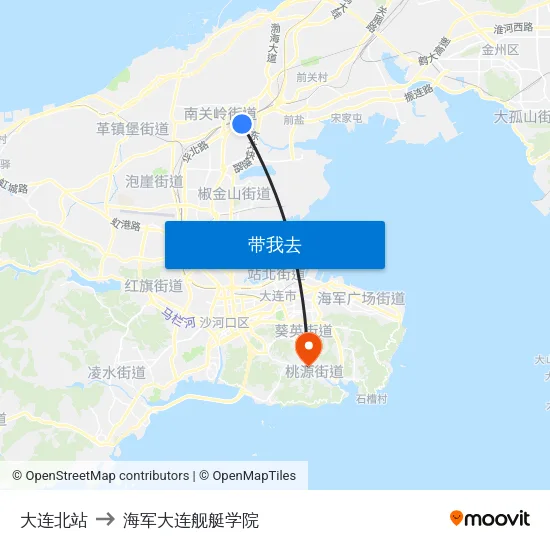 大连北站 to 海军大连舰艇学院 map