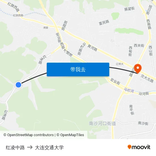 红凌中路 to 大连交通大学 map