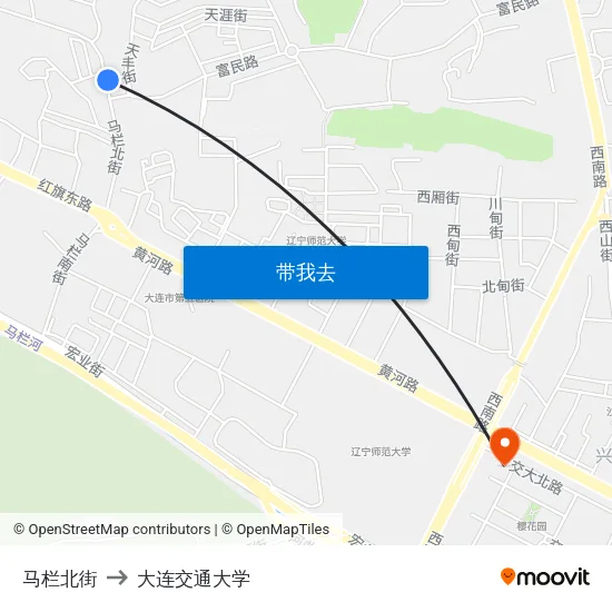 马栏北街 to 大连交通大学 map