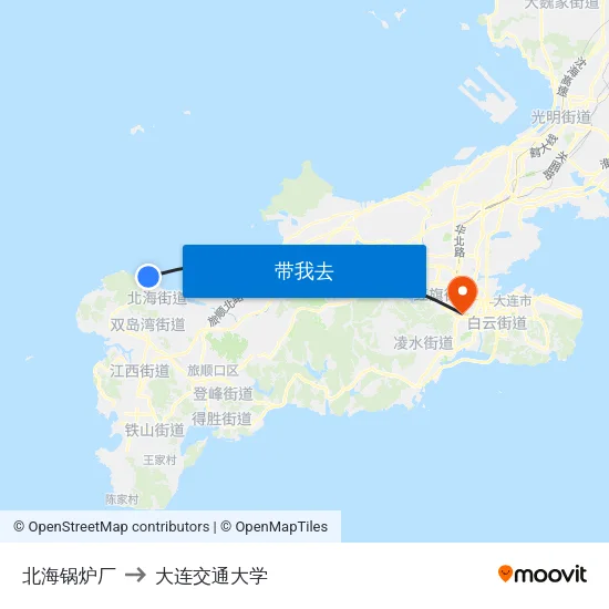 北海锅炉厂 to 大连交通大学 map
