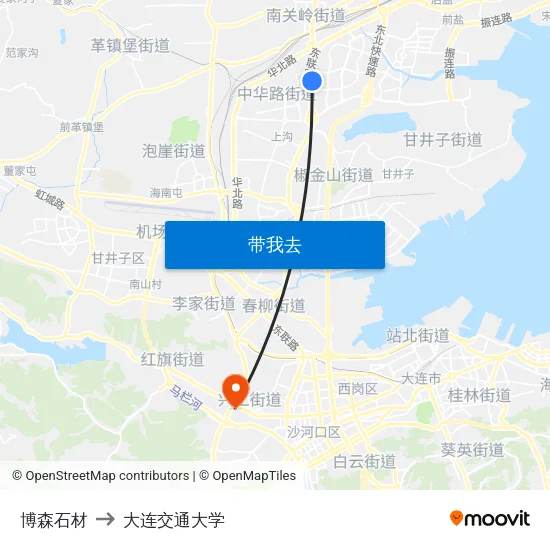 博森石材 to 大连交通大学 map