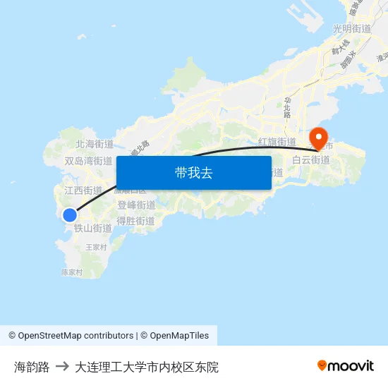 海韵路 to 大连理工大学市内校区东院 map