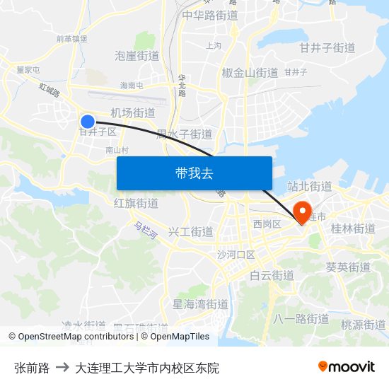 张前路 to 大连理工大学市内校区东院 map