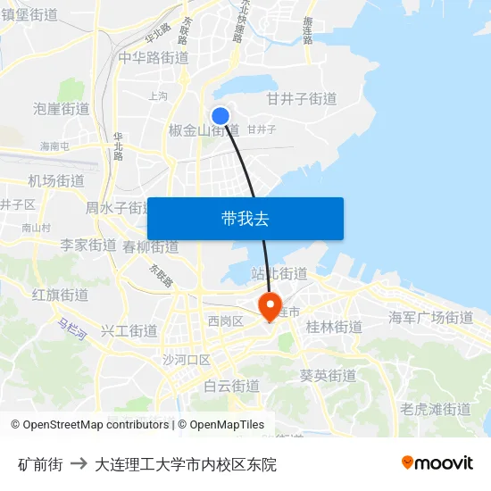 矿前街 to 大连理工大学市内校区东院 map