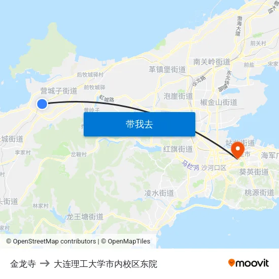 金龙寺 to 大连理工大学市内校区东院 map