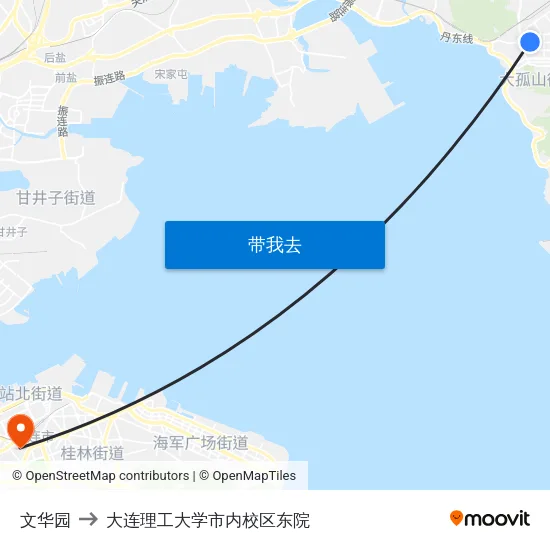 文华园 to 大连理工大学市内校区东院 map