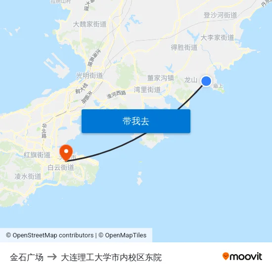 金石广场 to 大连理工大学市内校区东院 map
