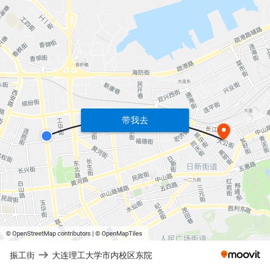 振工街 to 大连理工大学市内校区东院 map