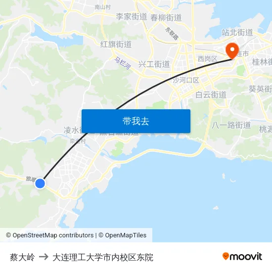 蔡大岭 to 大连理工大学市内校区东院 map