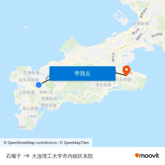 石嘴子 to 大连理工大学市内校区东院 map