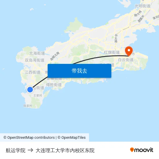 航运学院 to 大连理工大学市内校区东院 map