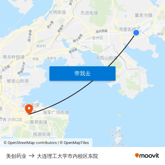 美创药业 to 大连理工大学市内校区东院 map