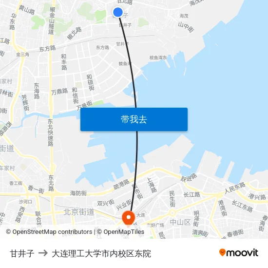 甘井子 to 大连理工大学市内校区东院 map