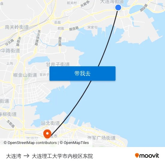大连湾 to 大连理工大学市内校区东院 map