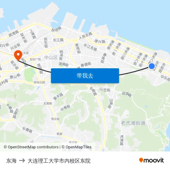 东海 to 大连理工大学市内校区东院 map