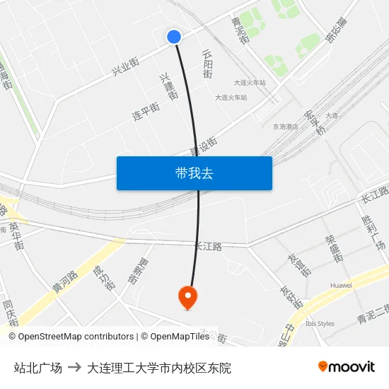 站北广场 to 大连理工大学市内校区东院 map