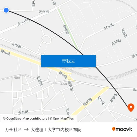 万全社区 to 大连理工大学市内校区东院 map
