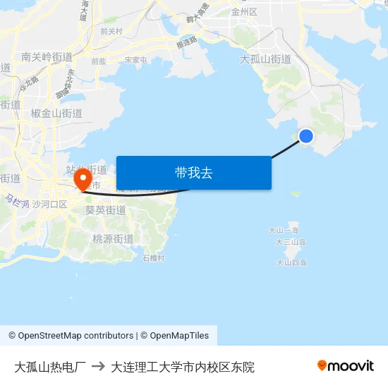 大孤山热电厂 to 大连理工大学市内校区东院 map