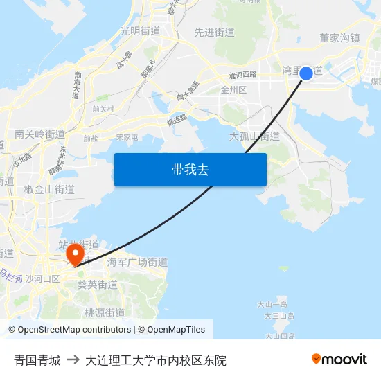 青国青城 to 大连理工大学市内校区东院 map