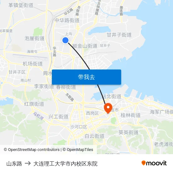 山东路 to 大连理工大学市内校区东院 map