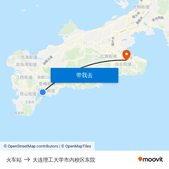 火车站 to 大连理工大学市内校区东院 map