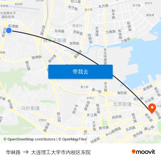 华林路 to 大连理工大学市内校区东院 map