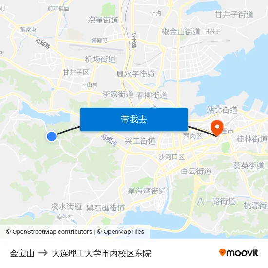 金宝山 to 大连理工大学市内校区东院 map