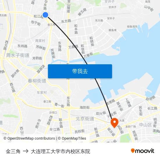 金三角 to 大连理工大学市内校区东院 map