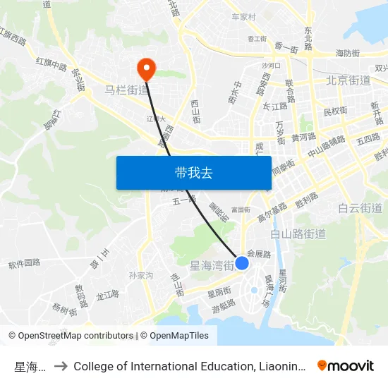 星海广场 to College of International Education, Liaoning Normal University map