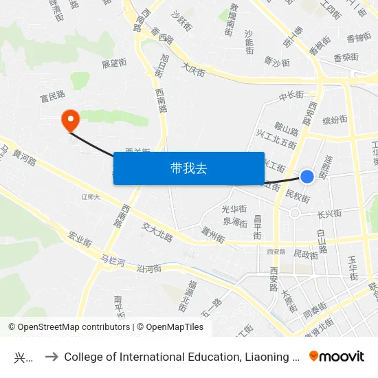 兴工街 to College of International Education, Liaoning Normal University map