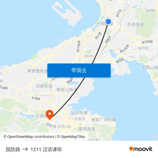 国防路 to 1211 汉语课听 map
