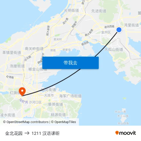 金北花园 to 1211 汉语课听 map